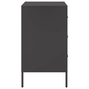 Κομοδίνα 2 τεμ. Μαύρα 36x39x68 εκ. από Χάλυβα