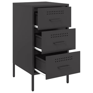 Κομοδίνα 2 τεμ. Μαύρα 36x39x68 εκ. από Χάλυβα