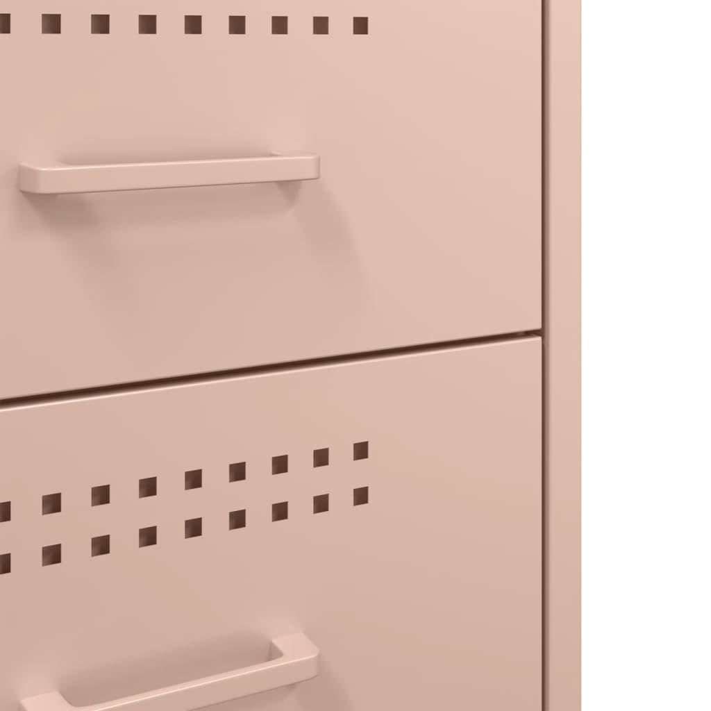 Κομοδίνο Ροζ 36x39x68 εκ. από Χάλυβα