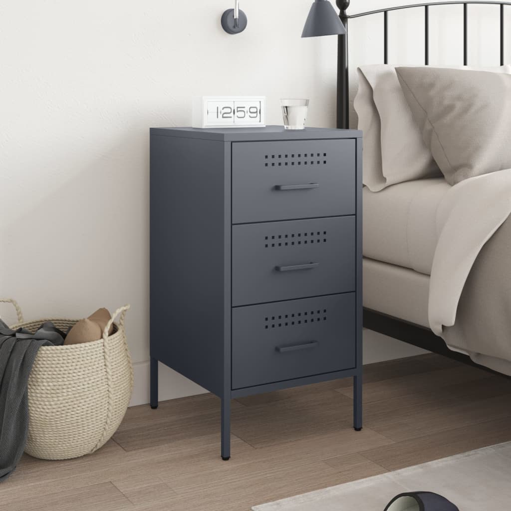 Κομοδίνο Ανθρακί 36x39x68 εκ. από Χάλυβα - Pakobazaar