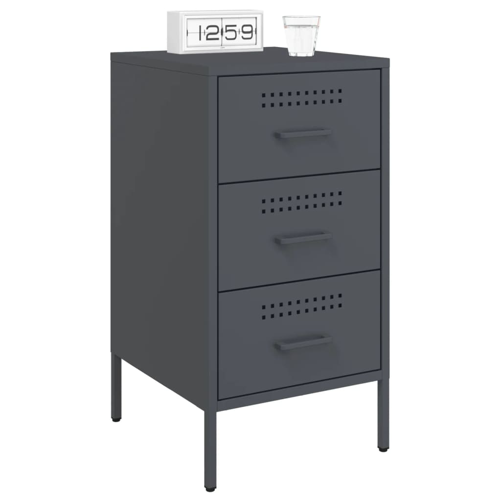 Κομοδίνο Ανθρακί 36x39x68 εκ. από Χάλυβα - Pakobazaar