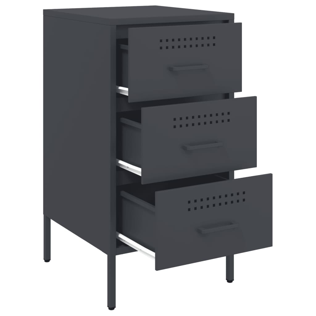 Κομοδίνο Ανθρακί 36x39x68 εκ. από Χάλυβα - Pakobazaar
