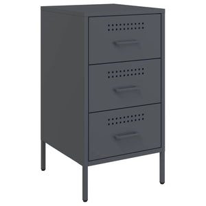 Κομοδίνα 2 τεμ. Ανθρακί 36x39x68 εκ. από Χάλυβα