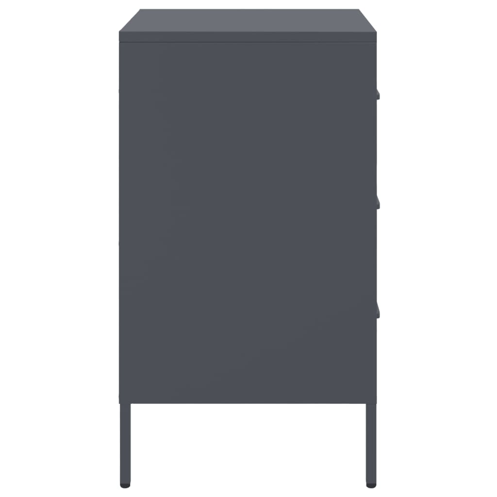 Κομοδίνα 2 τεμ. Ανθρακί 36x39x68 εκ. από Χάλυβα