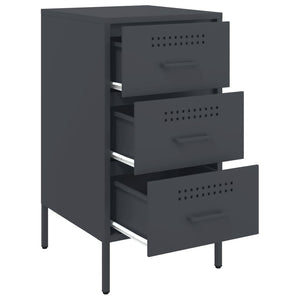 Κομοδίνα 2 τεμ. Ανθρακί 36x39x68 εκ. από Χάλυβα