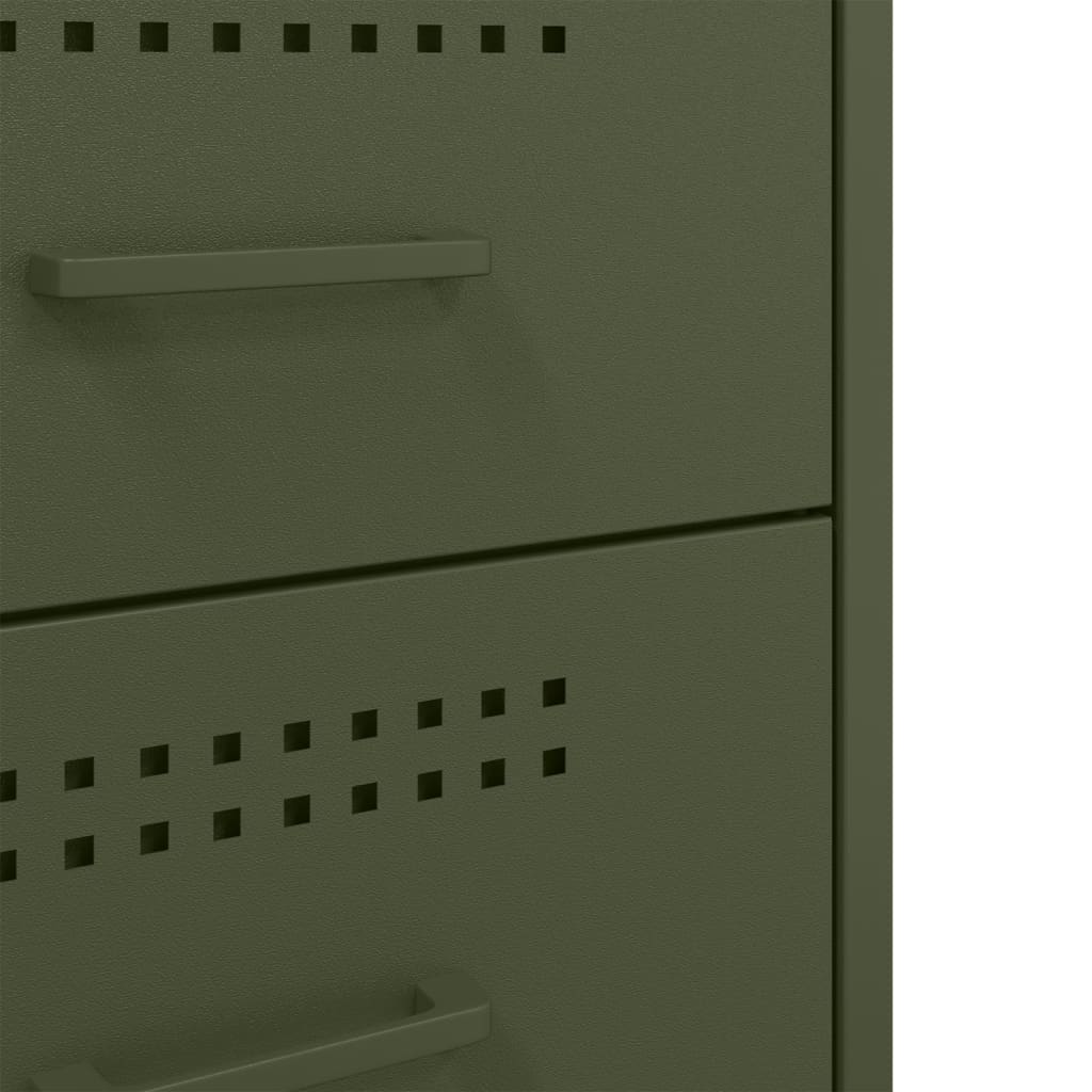 Κομοδίνα 2 τεμ. Πράσινο Λαδί 36x39x68 εκ. από Χάλυβα - Pakobazaar