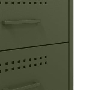 Κομοδίνα 2 τεμ. Πράσινο Λαδί 36x39x68 εκ. από Χάλυβα - Pakobazaar