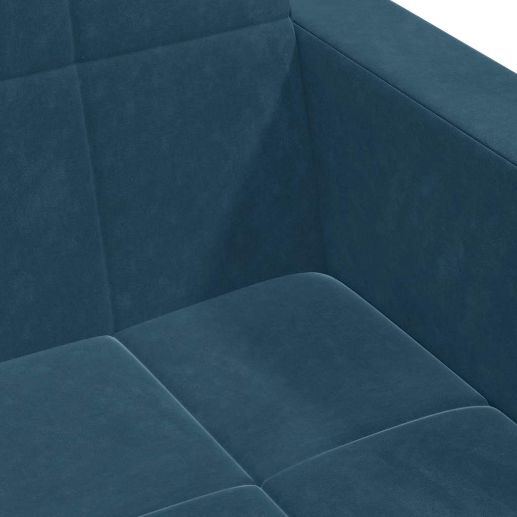 Καναπές Κρεβάτι Διθέσιος με Υποπόδιο Μπλε Βελούδινος - Pakobazaar