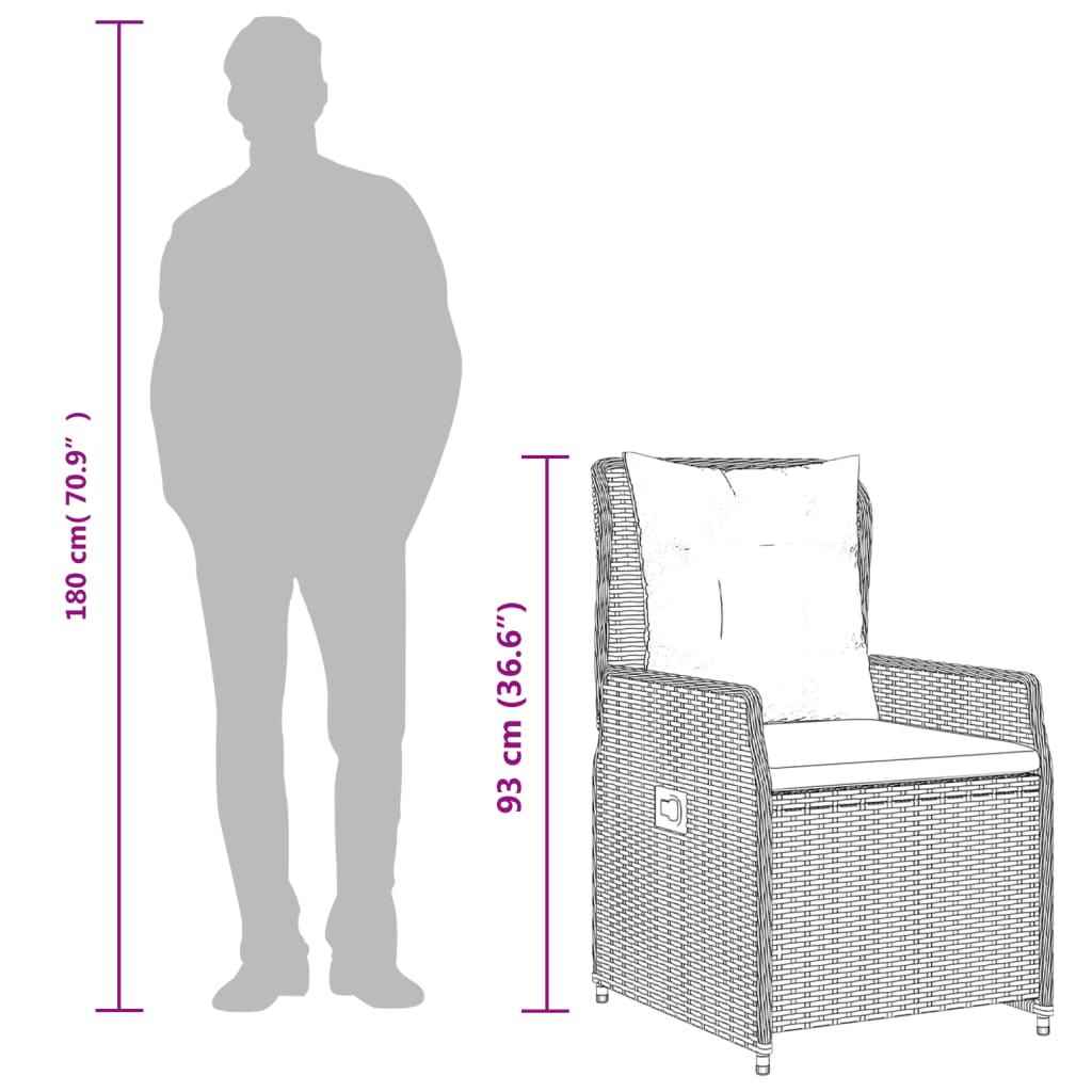 Σετ Τραπεζαρίας Κήπου 7 τεμ. Μπεζ Συνθετικό Ρατάν με Μαξιλάρια - Pakobazaar