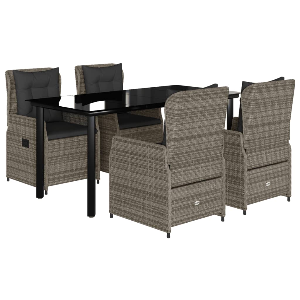 Σετ Τραπεζαρίας Κήπου 5 τεμ. Γκρι Συνθ. Ρατάν με Μαξιλάρια