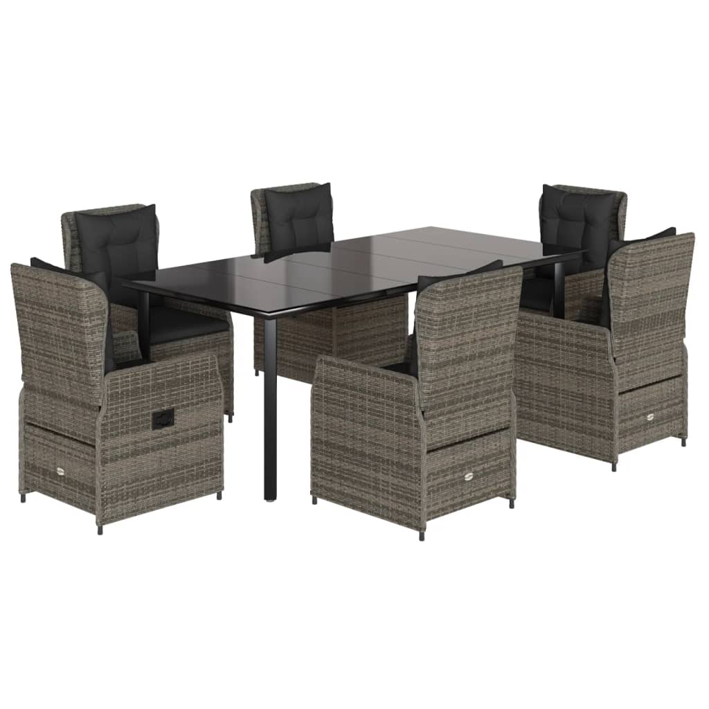 Σετ Τραπεζαρίας Κήπου 7 τεμ. Γκρι Συνθ. Ρατάν με Μαξιλάρια