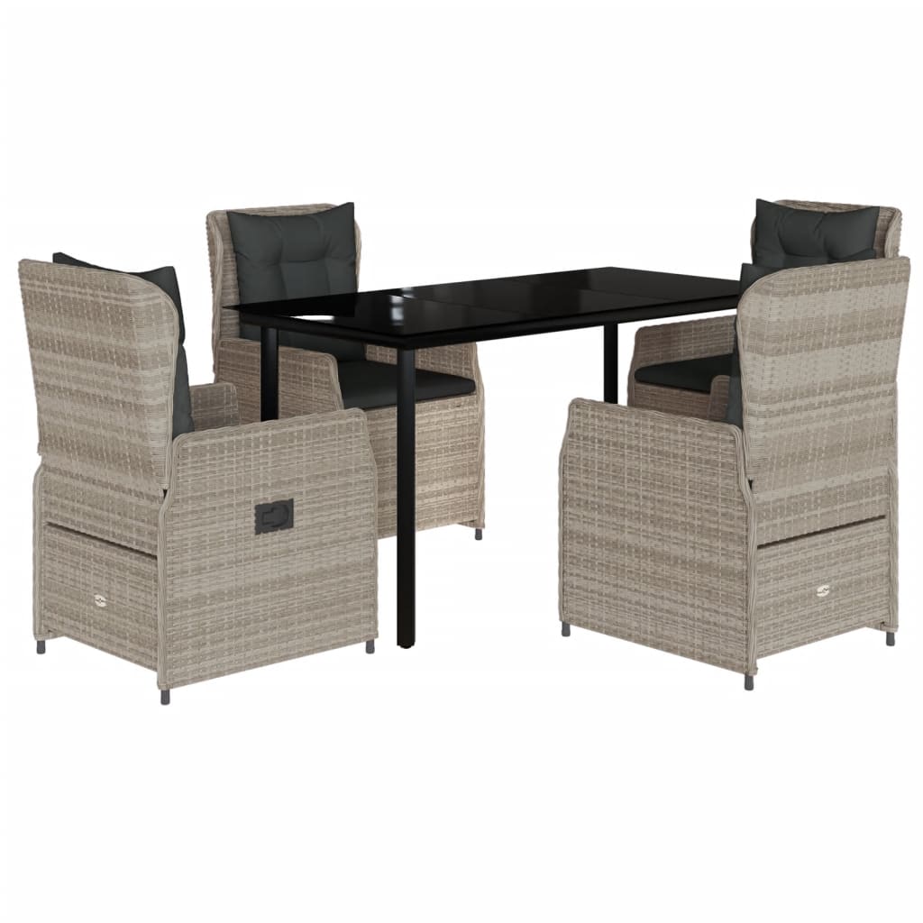 Σετ Τραπεζαρίας Κήπου 5 τεμ. Αν. Γκρι Συνθ. Ρατάν με Μαξιλάρια