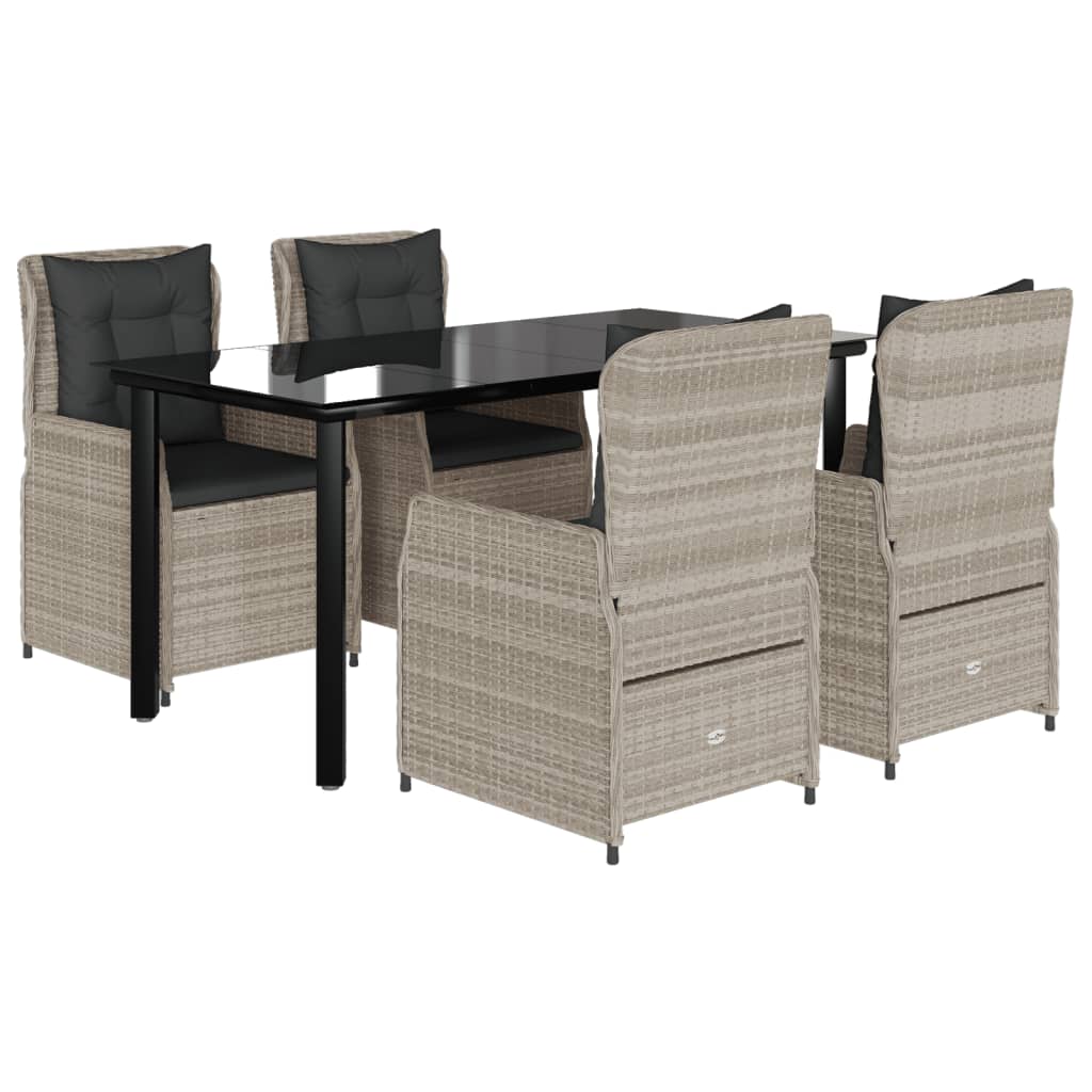 Σετ Τραπεζαρίας Κήπου 5 τεμ. Αν. Γκρι Συνθ. Ρατάν με Μαξιλάρια