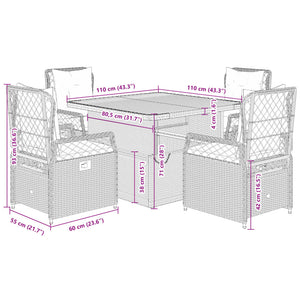 Σετ Τραπεζαρίας Κήπου 5 τεμ. Μπεζ Συνθετικό Ρατάν με Μαξιλάρι