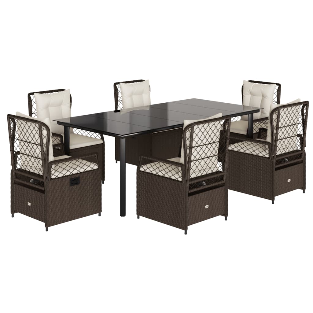 Σετ Τραπεζαρίας Κήπου 7 τεμ. Καφέ Συνθετικό Ρατάν με Μαξιλάρια