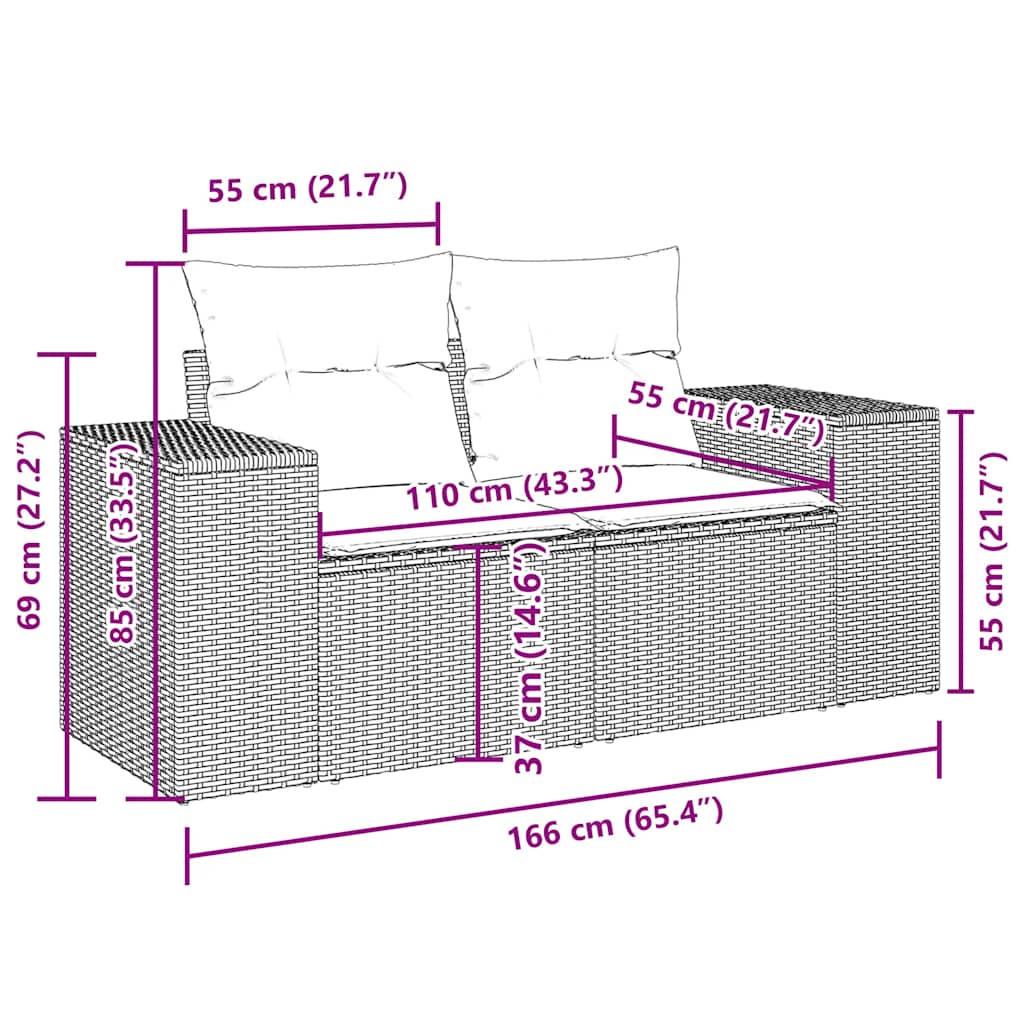 Σαλόνι Κήπου Σετ 5 Τεμαχίων Γκρι Συνθετικό Ρατάν με Μαξιλάρια - Pakobazaar