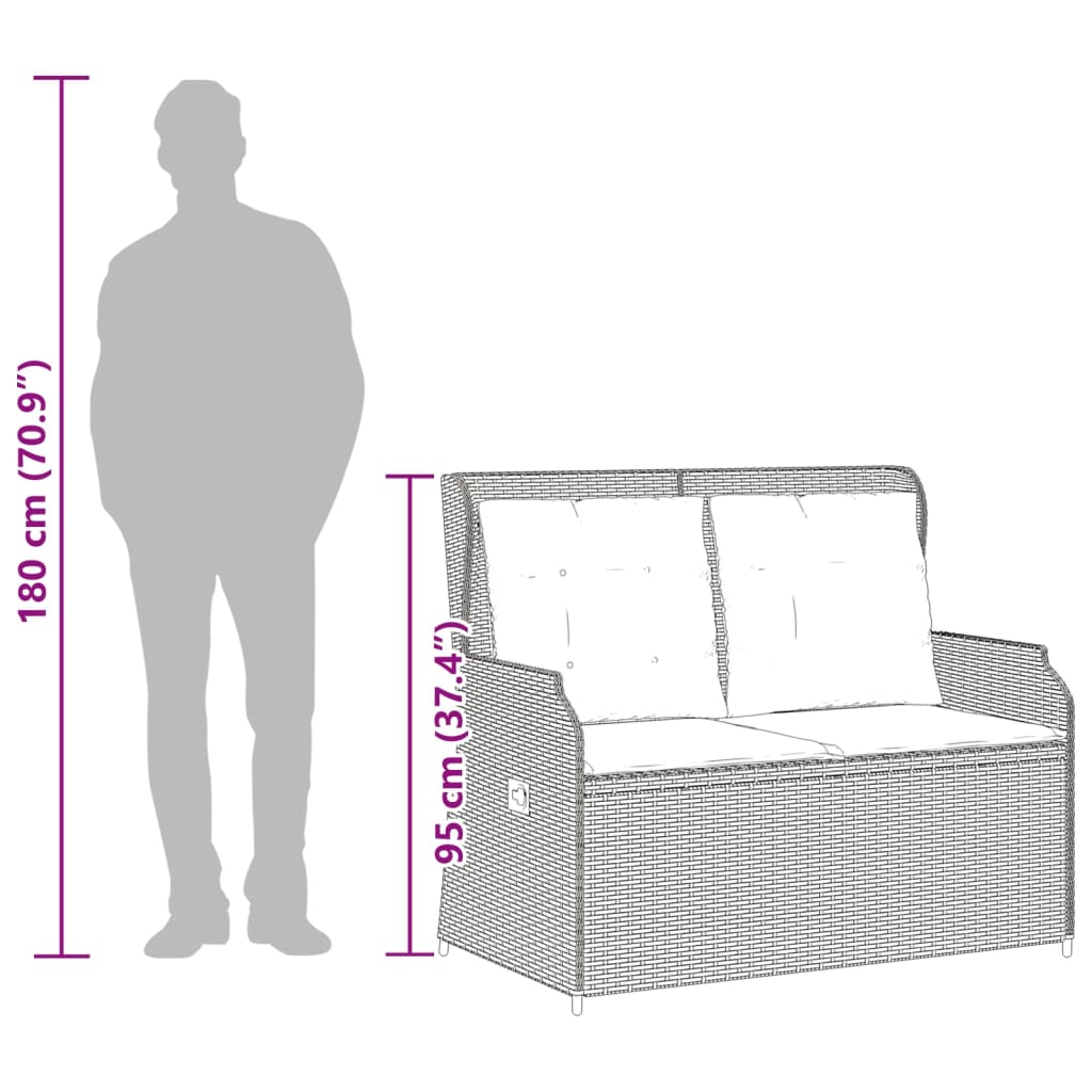 Σαλόνι Κήπου Σετ 3 Τεμαχίων Μαύρο Συνθετικό Ρατάν με Μαξιλάρια