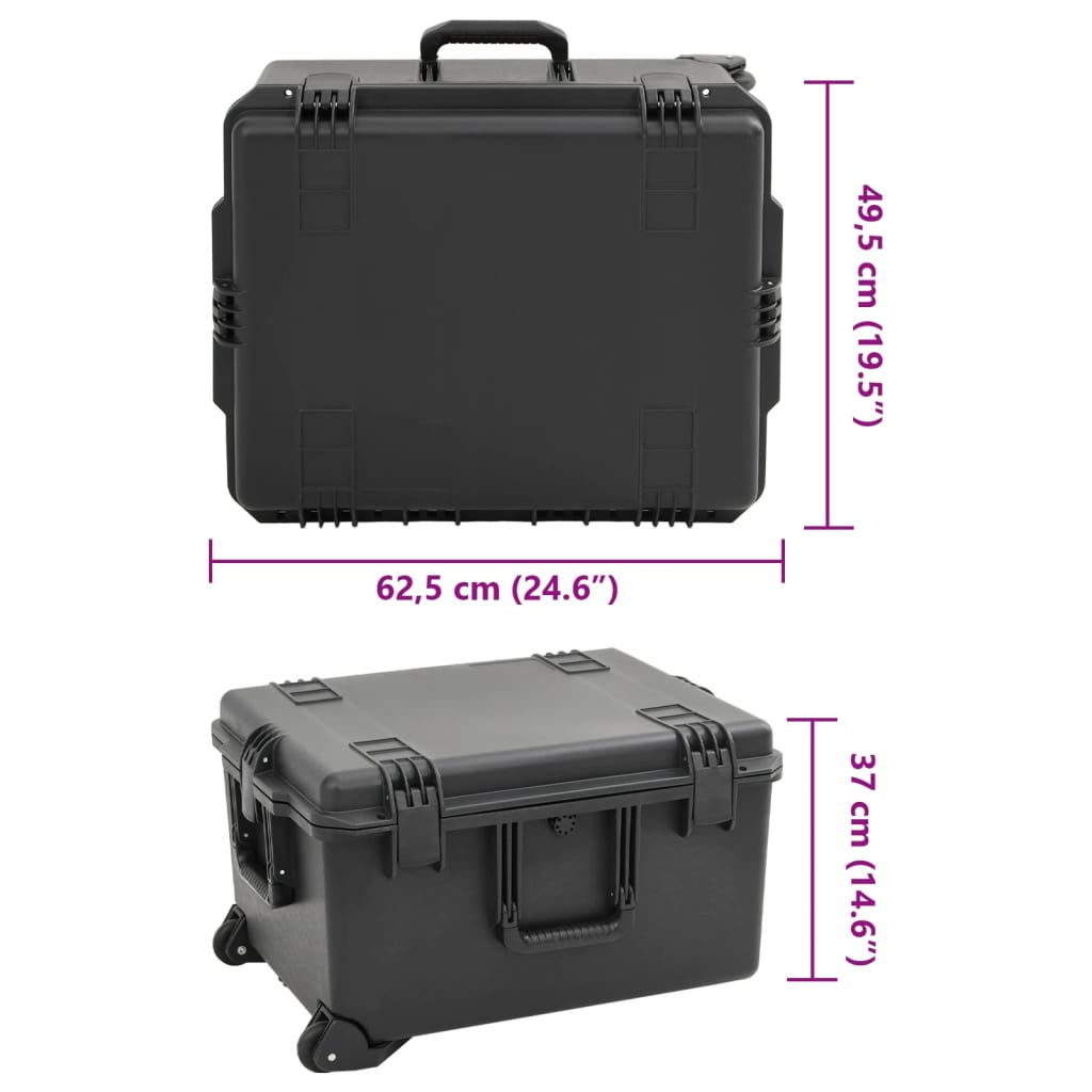 Θήκη Πτήσης Φορητή Μαύρη 62,5x49,5x37 εκ. από Πολυπροπυλένιο - Pakobazaar