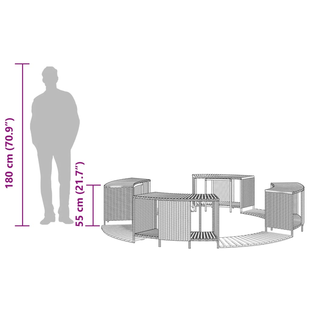 Πλαίσιο Τζακούζι Γκρι από Συνθετικό Ρατάν + Μασίφ Ξύλο Ακακίας