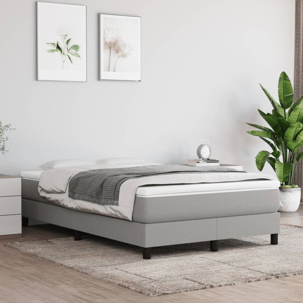 Κρεβάτι Boxspring με Στρώμα Ανοιχτό Γκρι 120x190 εκ. Υφασμάτινο