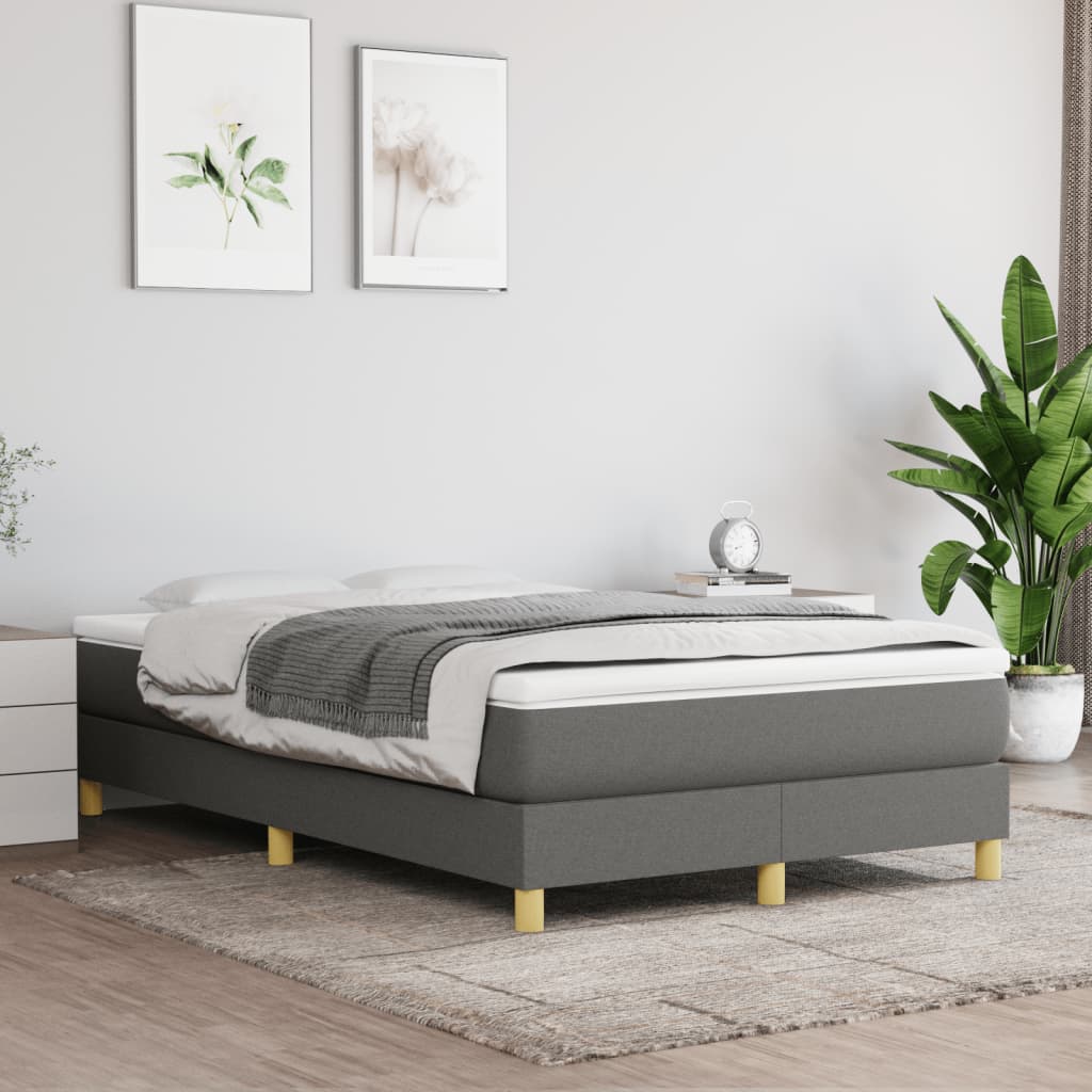 Κρεβάτι Boxspring με Στρώμα Σκούρο Γκρι 120x190 εκ Υφασμάτινο