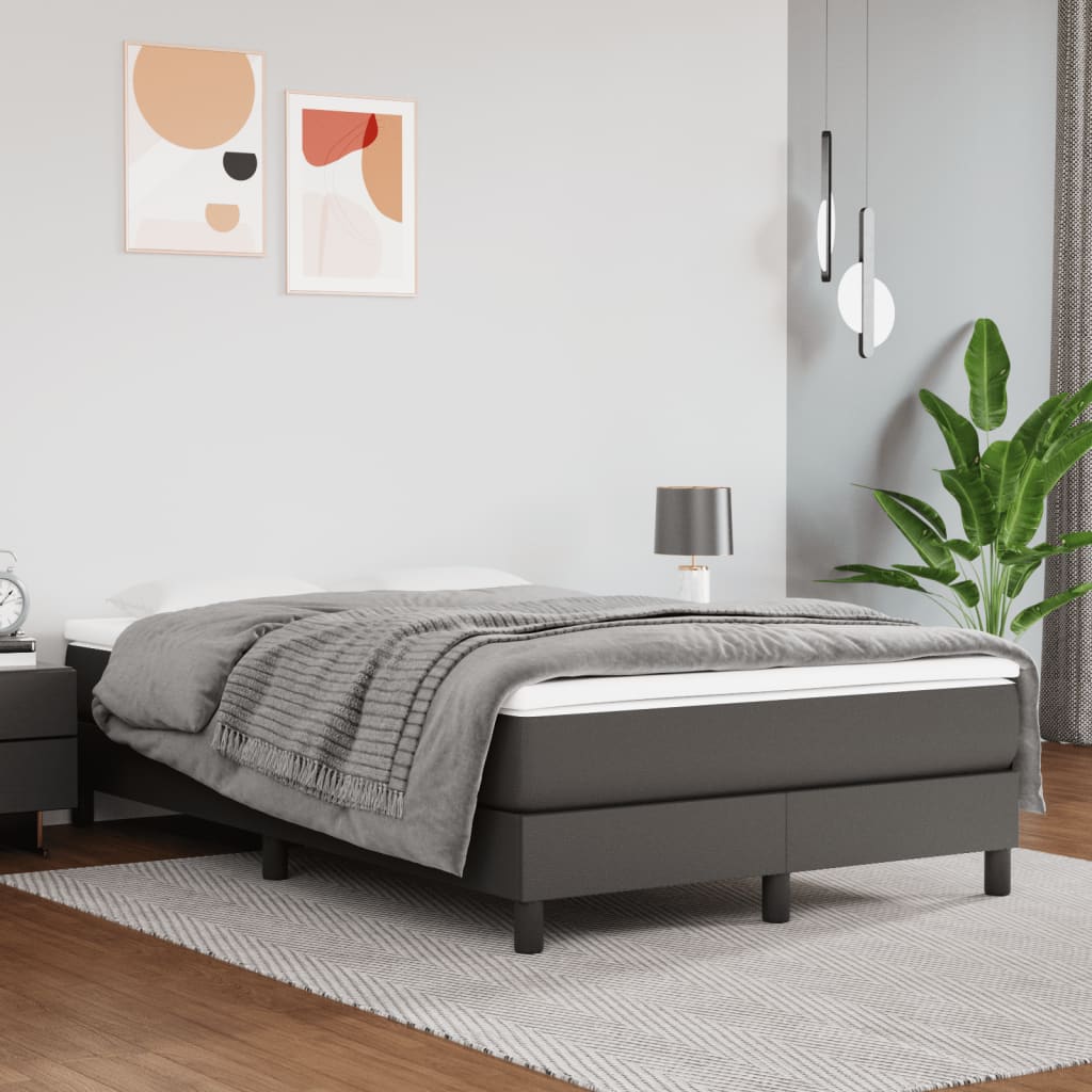 Κρεβάτι Boxspring με Στρώμα Γκρι 120x190εκ. από Συνθετικό Δέρμα