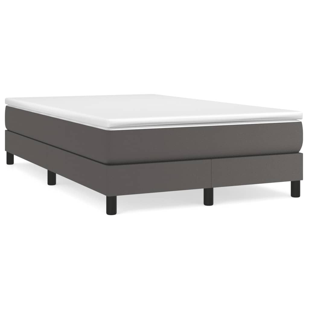 Κρεβάτι Boxspring με Στρώμα Γκρι 120x190εκ. από Συνθετικό Δέρμα