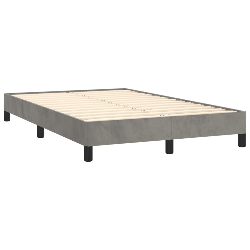 Κρεβάτι Boxspring με Στρώμα Ανοιχτό Γκρι 120x190 εκ. Βελούδινο
