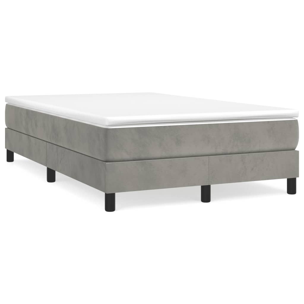 Κρεβάτι Boxspring με Στρώμα Ανοιχτό Γκρι 120x190 εκ. Βελούδινο