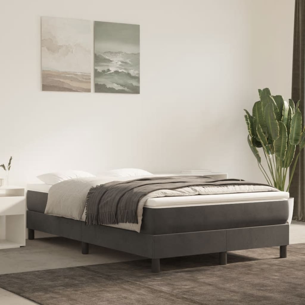 Κρεβάτι Boxspring με Στρώμα Σκούρο Γκρι 120x190 εκ. Βελούδινο