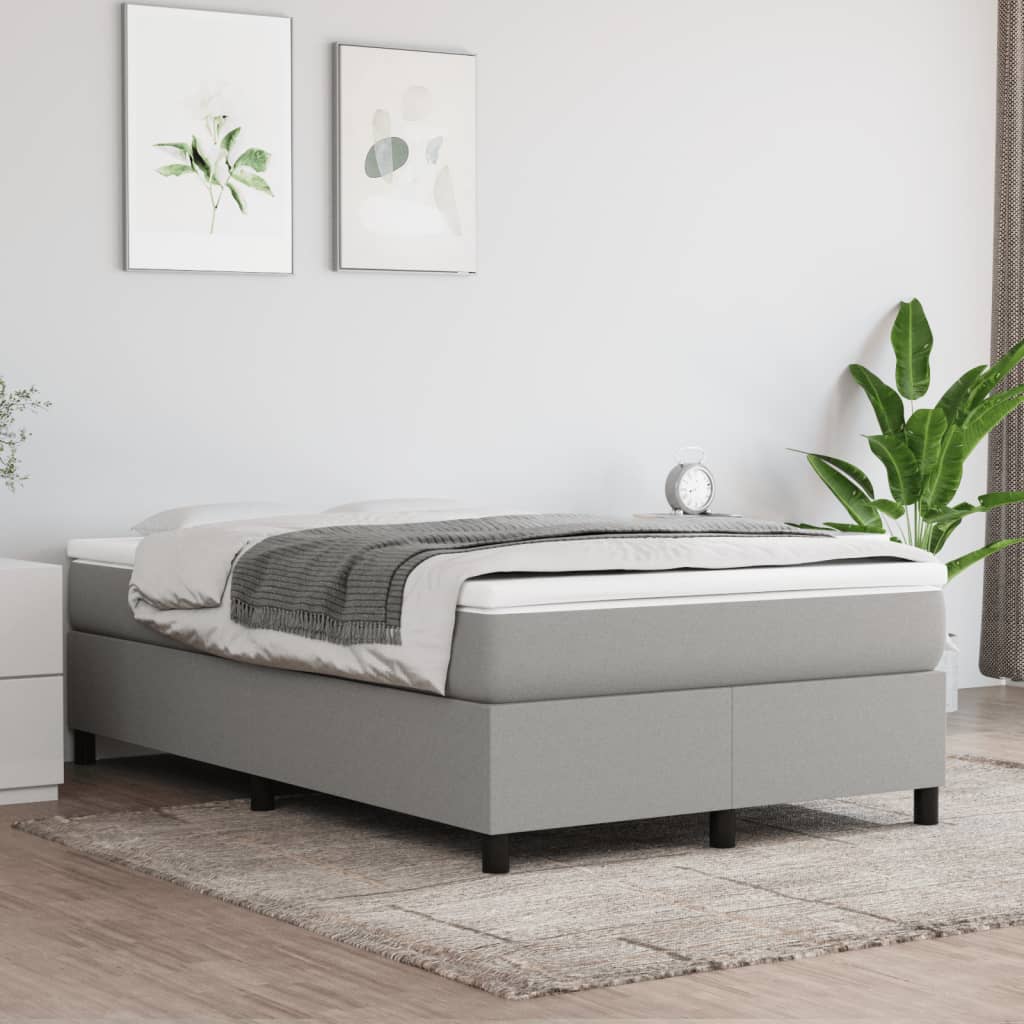 Κρεβάτι Boxspring με Στρώμα Ανοιχτό Γκρι 120x190 εκ. Υφασμάτινο