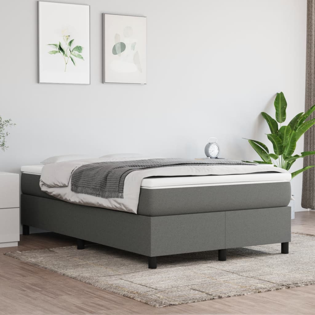 Κρεβάτι Boxspring με Στρώμα Σκούρο Γκρι 120x190 εκ Υφασμάτινο