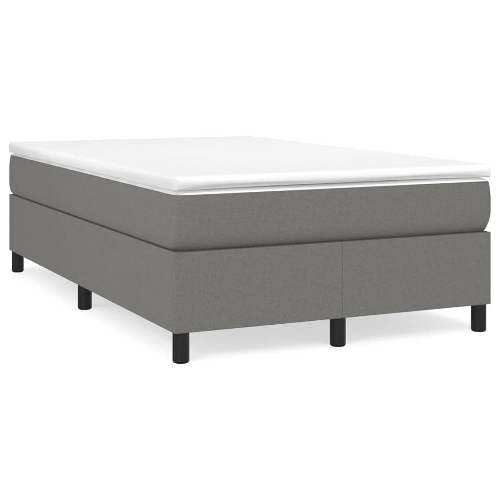 Κρεβάτι Boxspring με Στρώμα Σκούρο Γκρι 120x190 εκ Υφασμάτινο
