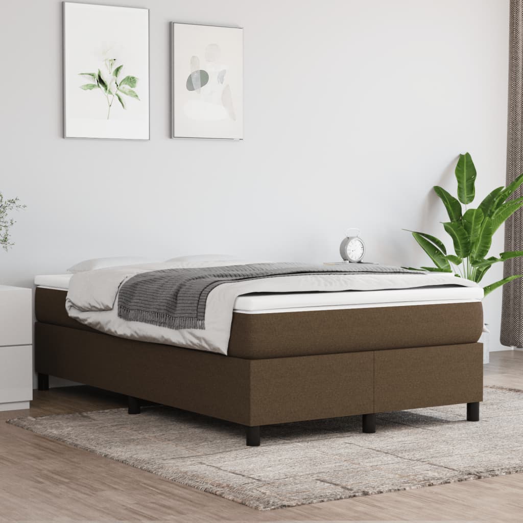 Κρεβάτι Boxspring με Στρώμα Σκούρο Καφέ 120x190 εκ Υφασμάτινο