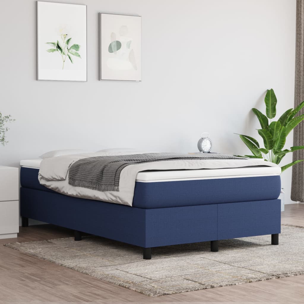 Κρεβάτι Boxspring με Στρώμα Μπλε 120x190 εκ. Υφασμάτινο - Pakobazaar