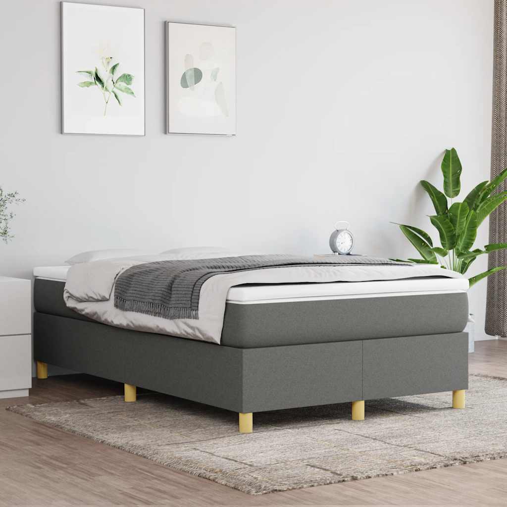 Κρεβάτι Boxspring με Στρώμα Σκούρο Γκρι 120x190 εκ Υφασμάτιν