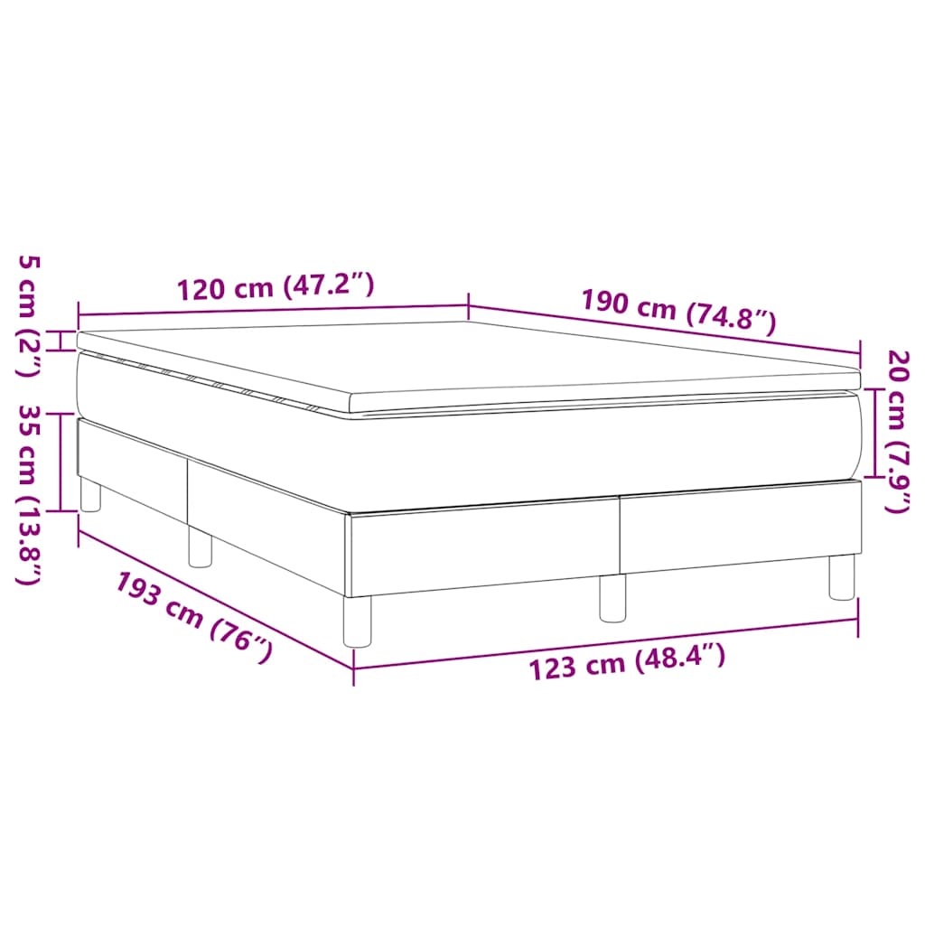 Κρεβάτι Boxspring με Στρώμα Σκούρο Καφέ 120x190 εκ Υφασμάτινο