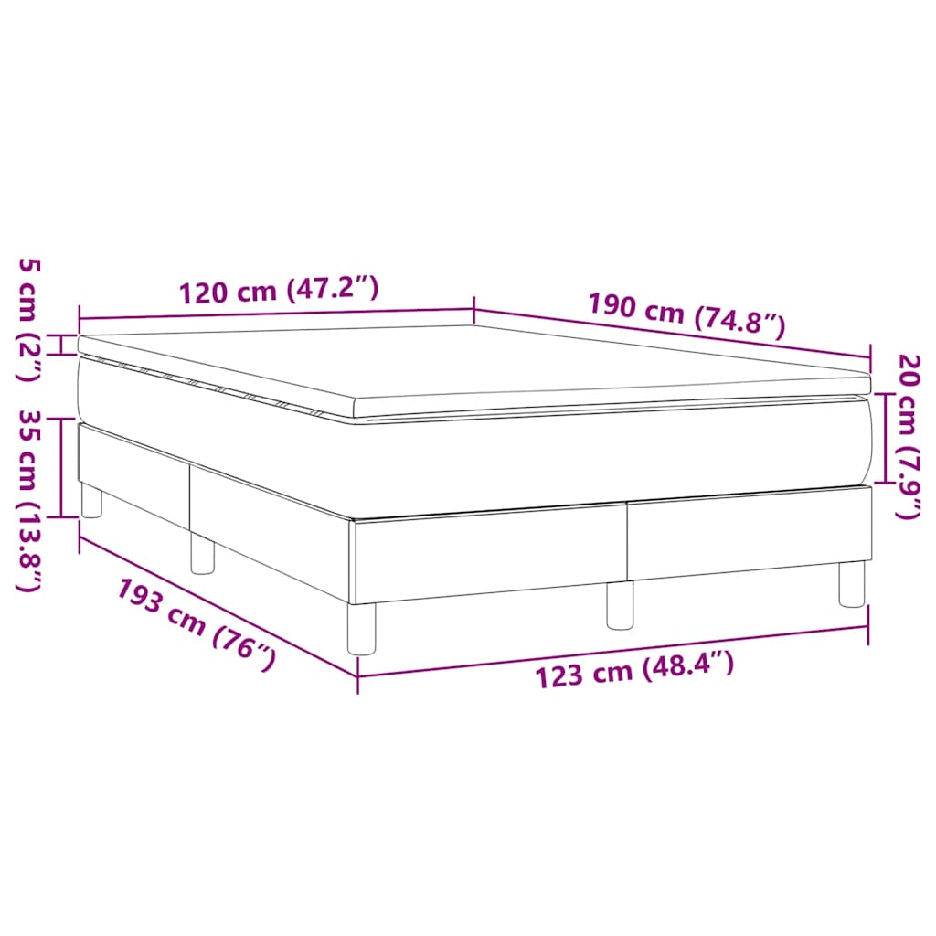 Κρεβάτι Boxspring με Στρώμα Κρεμ 120x190 εκ. Υφασμάτινο - Pakobazaar