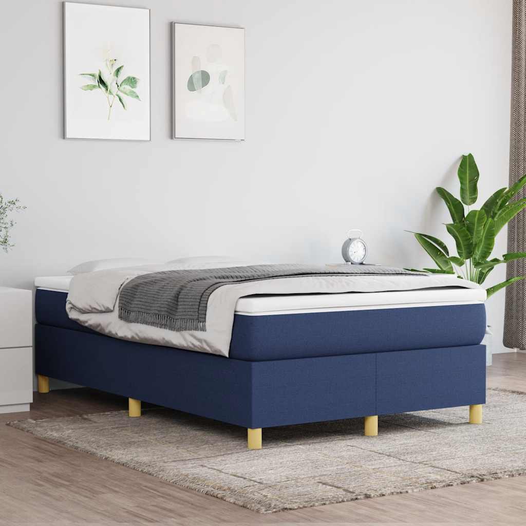Κρεβάτι Boxspring με Στρώμα Μπλε 120x190 εκ. Υφασμάτινο - Pakobazaar