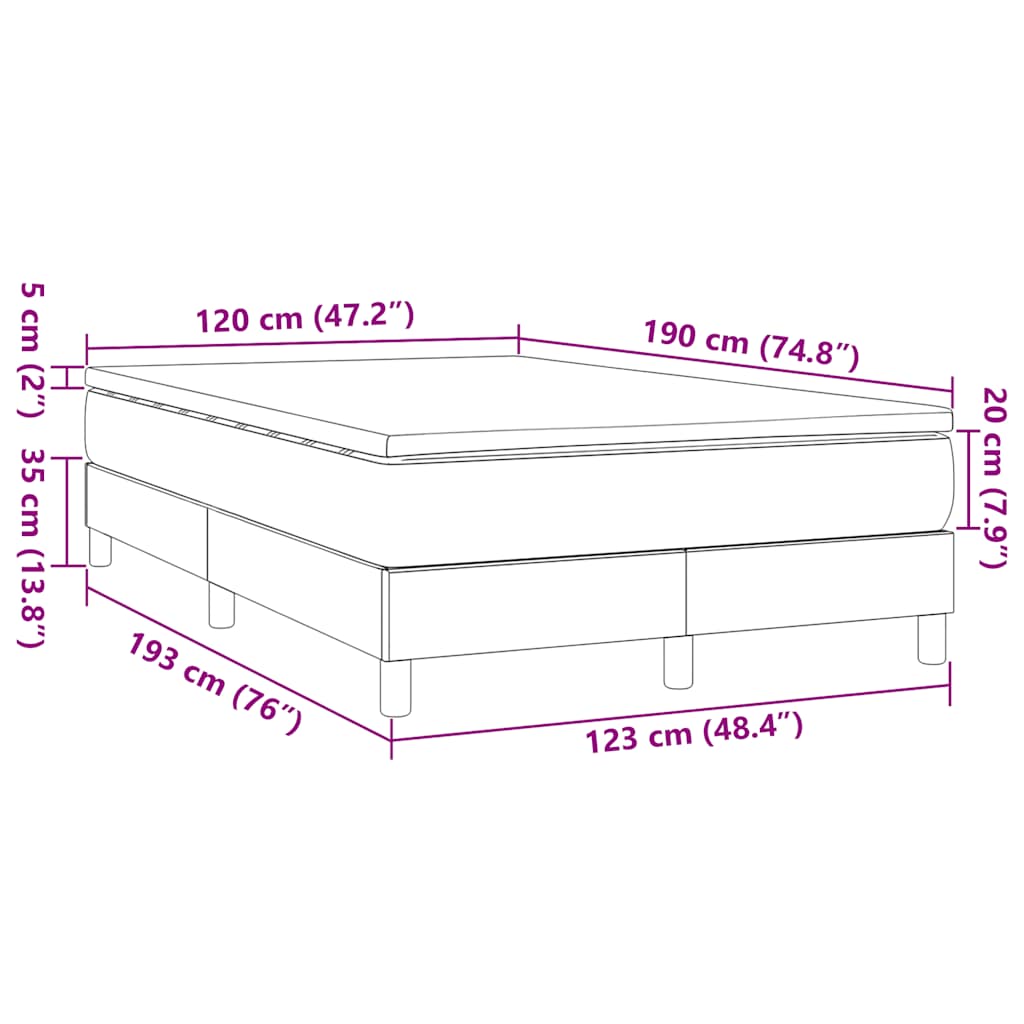Κρεβάτι Boxspring με Στρώμα Μπλε 120x190 εκ. Υφασμάτινο - Pakobazaar