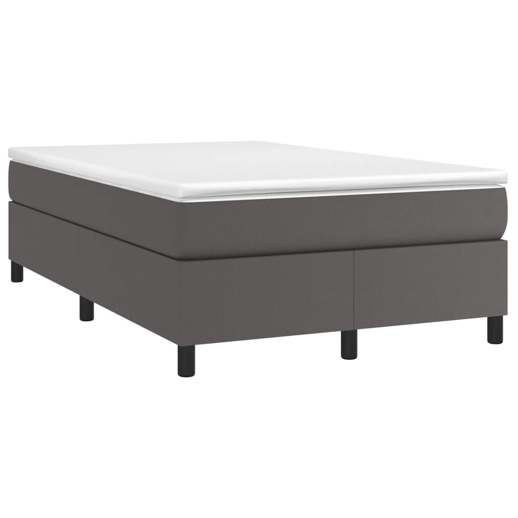 Κρεβάτι Boxspring με Στρώμα Γκρι 120x190εκ. από Συνθετικό Δέρμα