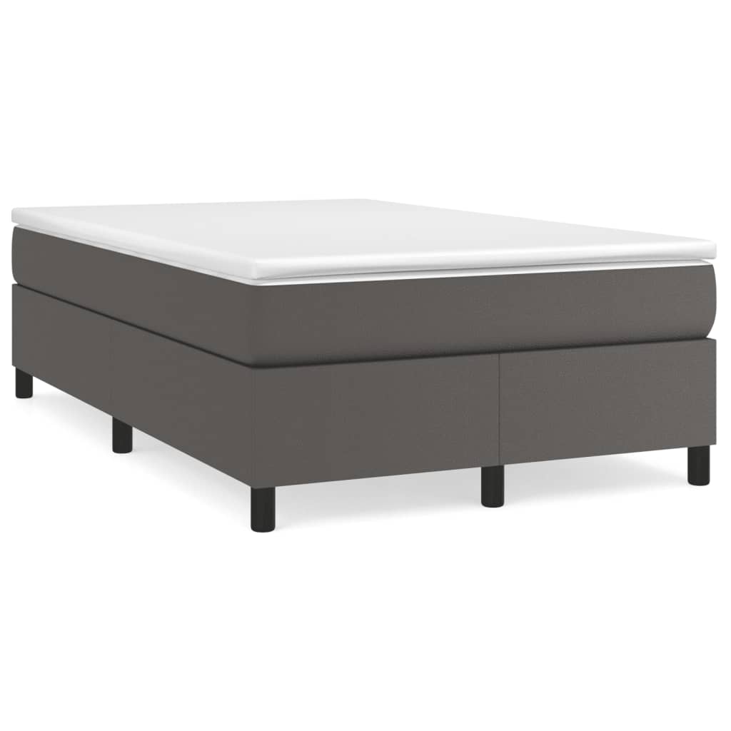 Κρεβάτι Boxspring με Στρώμα Γκρι 120x190εκ. από Συνθετικό Δέρμα