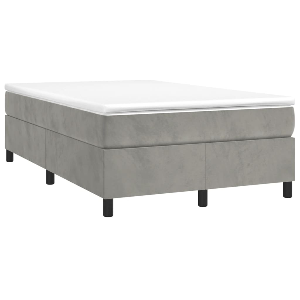 Κρεβάτι Boxspring με Στρώμα Ανοιχτό Γκρι 120x190 εκ. Βελούδινο