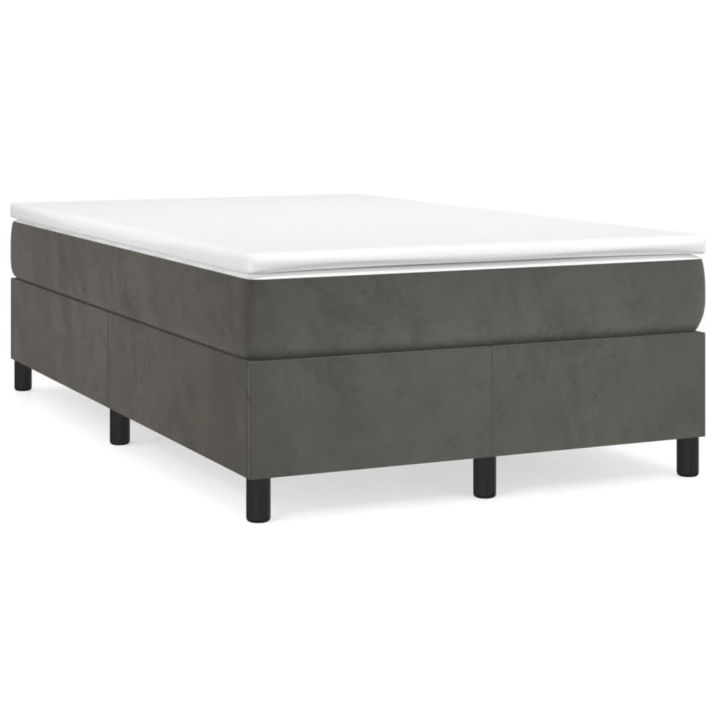 Κρεβάτι Boxspring με Στρώμα Σκούρο Γκρι 120x190 εκ. Βελούδινο