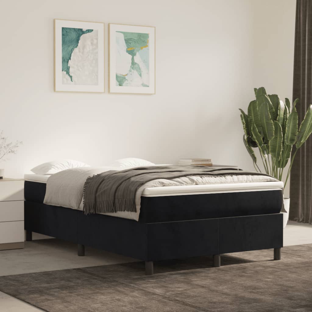 Κρεβάτι Boxspring με Στρώμα Μαύρο 120x190 εκ. Βελούδινο - Pakobazaar