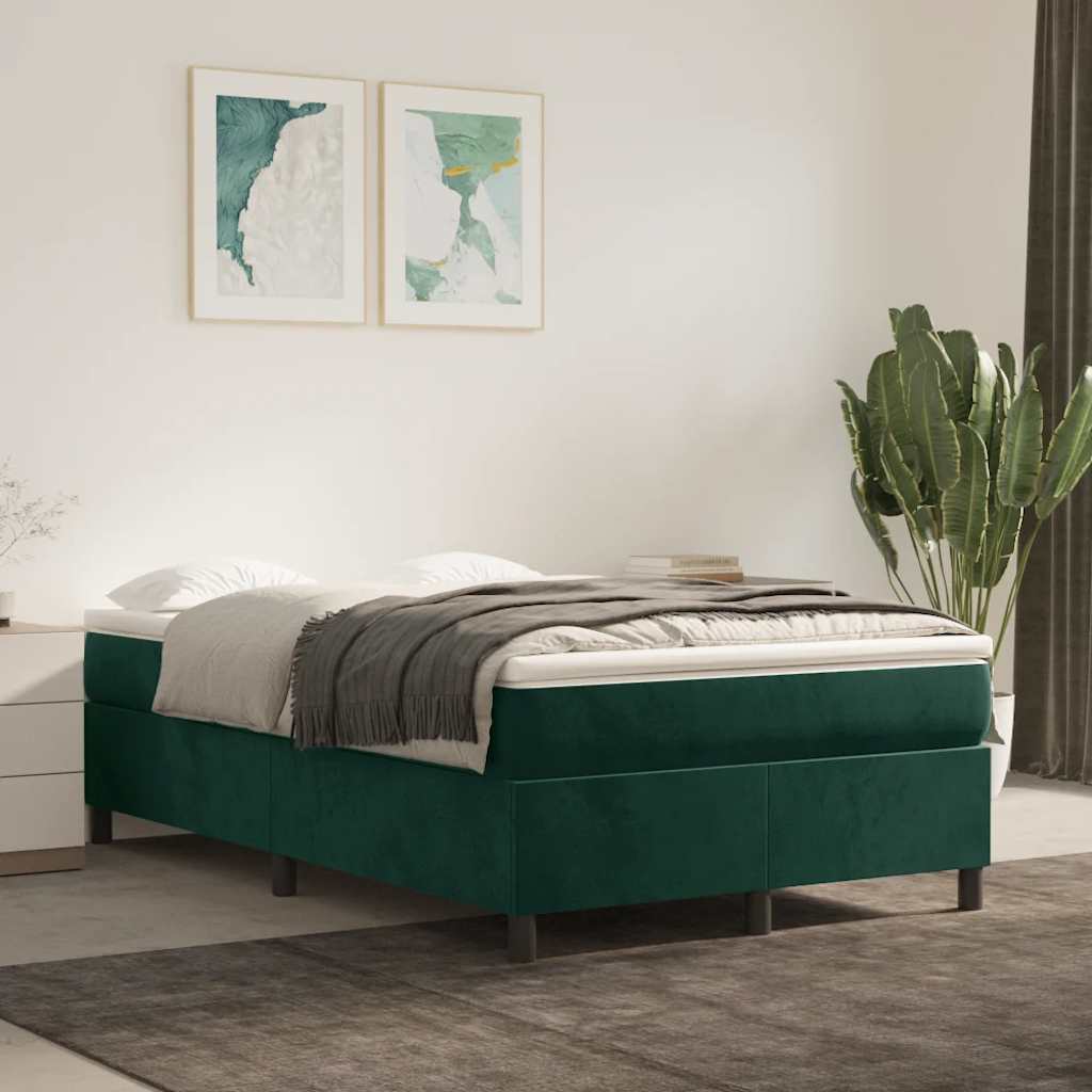 Κρεβάτι Boxspring με Στρώμα Σκούρο Πράσινο 120x190εκ. Βελούδινο