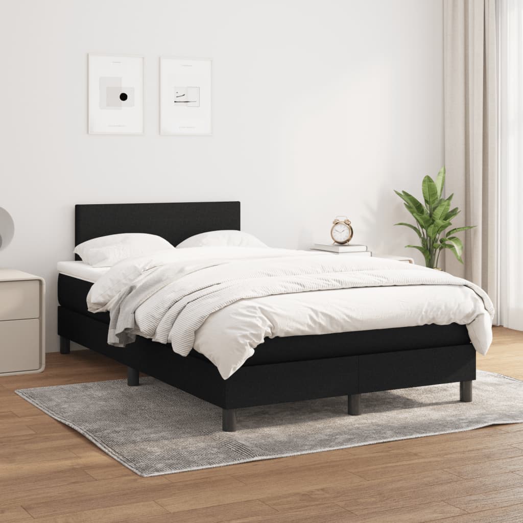 Κρεβάτι Boxspring με Στρώμα Μαύρο 120x190 εκ. Υφασμάτινο