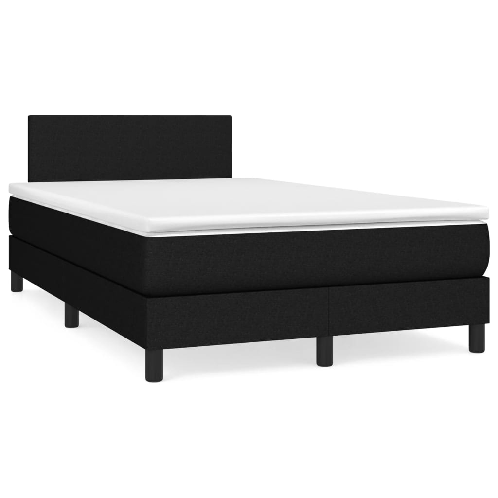 Κρεβάτι Boxspring με Στρώμα Μαύρο 120x190 εκ. Υφασμάτινο