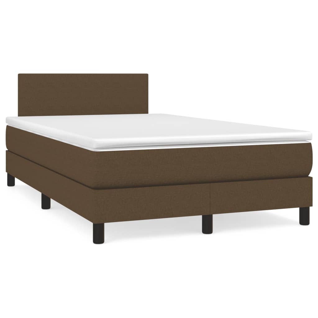 Κρεβάτι Boxspring με Στρώμα Σκούρο Καφέ 120x190 εκ Υφασμάτινο