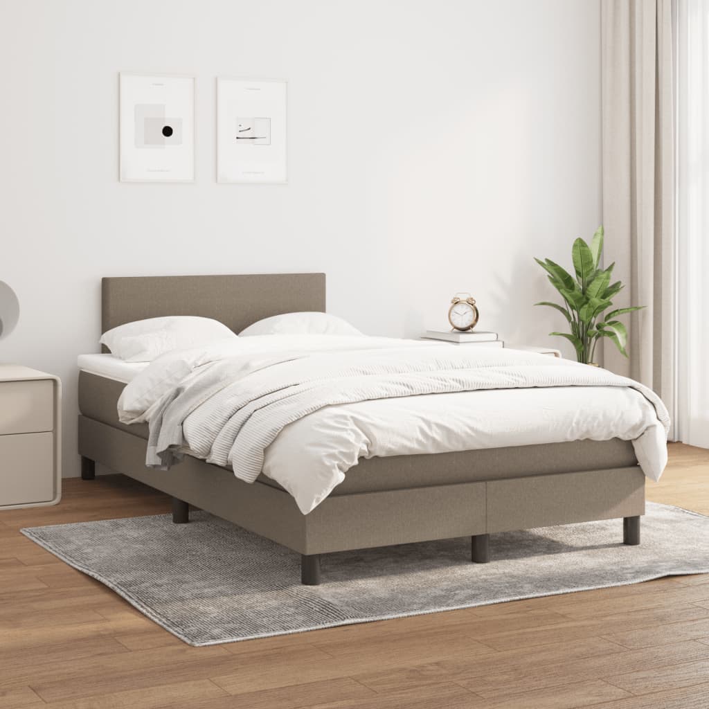 Κρεβάτι Boxspring με Στρώμα Taupe 120x190 εκ. Υφασμάτινο